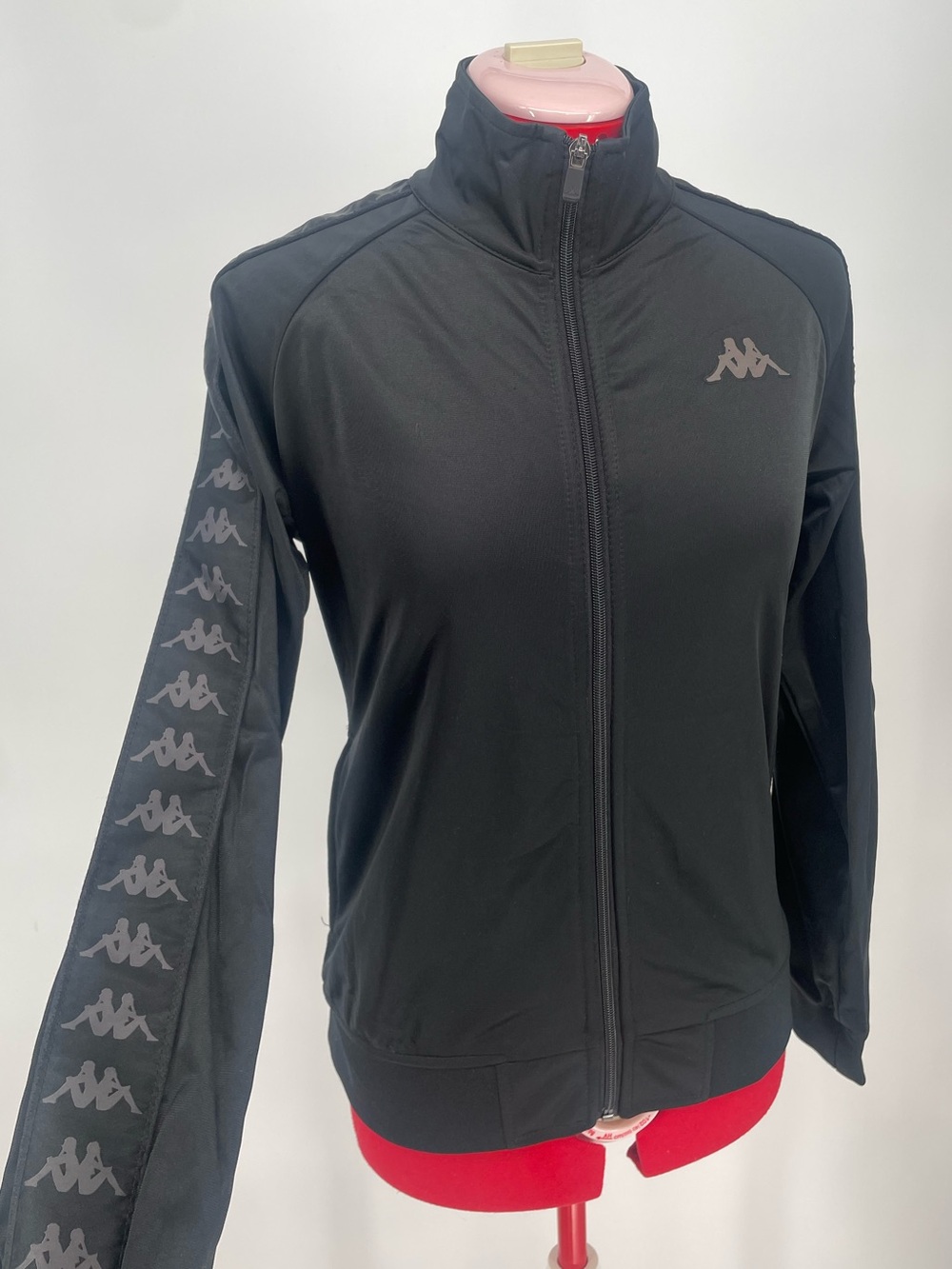 Kappa 222 Banda Track Jacket Women’s Black Logo Striped Zip Up Jacket